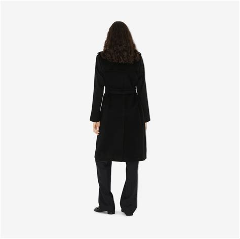 Long Cashmere Blend Kensington Trench Coat in Black